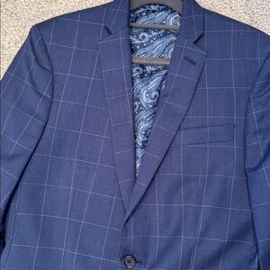 Tallia Orange Blue and white windowpane suit with two pair of pants